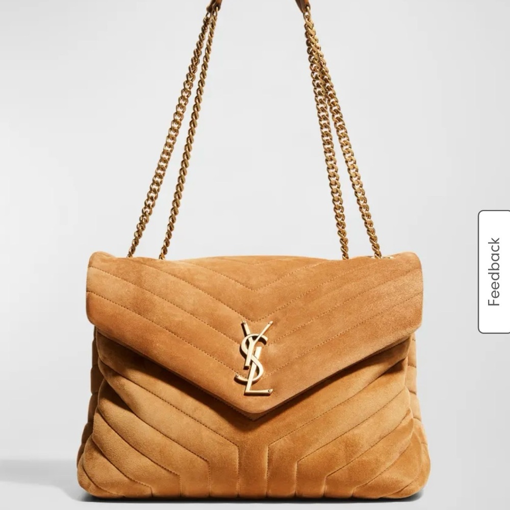 Impeccable Saint Laurent
Loulou Medium YSL Shoulder Bag in Quilted
Suede, $3,450